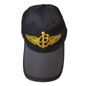 Breitling Watch Hat Cap Since 1884 3D Wings Anchor black , grey & yellow logo
